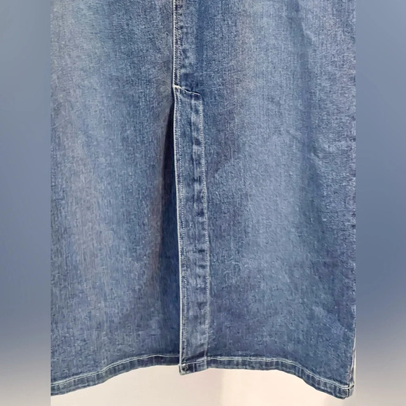 Vintage Carolina Blue Maxi Denim Skirt with Front Slit - Picture 7 of 8
